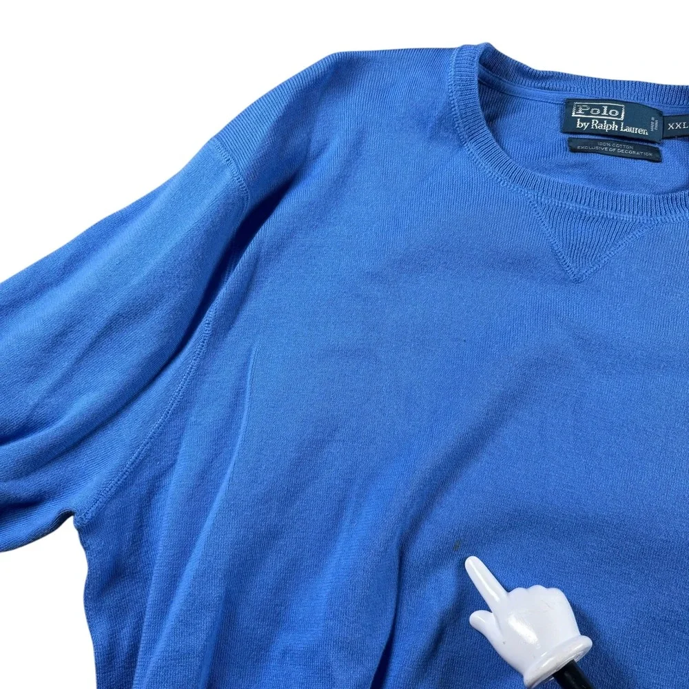 VTG Polo Ralph‎ Lauren Mens XXL Blue Crewneck preppy Sweater old money Logo